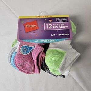 Hanes Girls 10 Pairs Casual‎ Socks Cotton Blend
